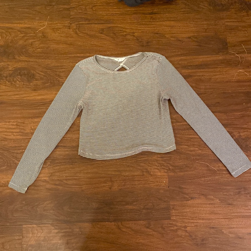 Jack by BB Dakota black and white stripe long sleeve crop top